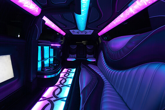 Colorful lights on limo