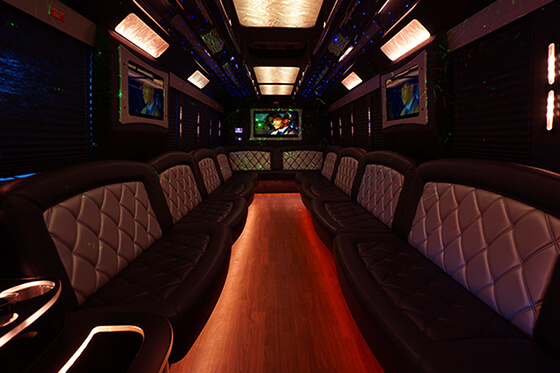Laser lights on party bus